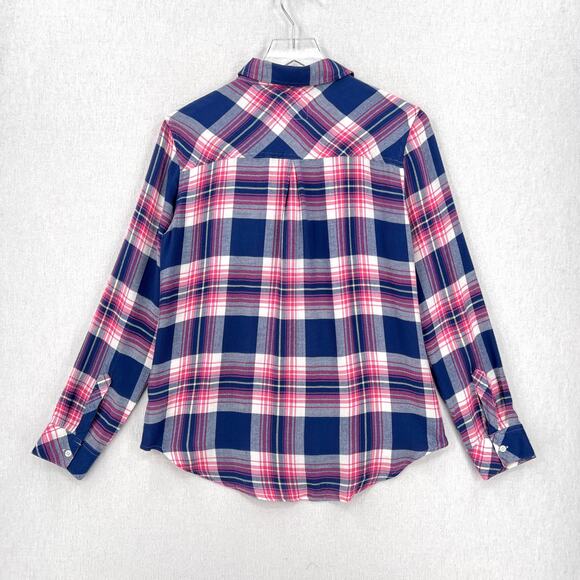 RAILS Hunter Plaid Shirt Womens Small Blue Pink Long Sleeve Button Up Azure Pink - Picture 5 of 16